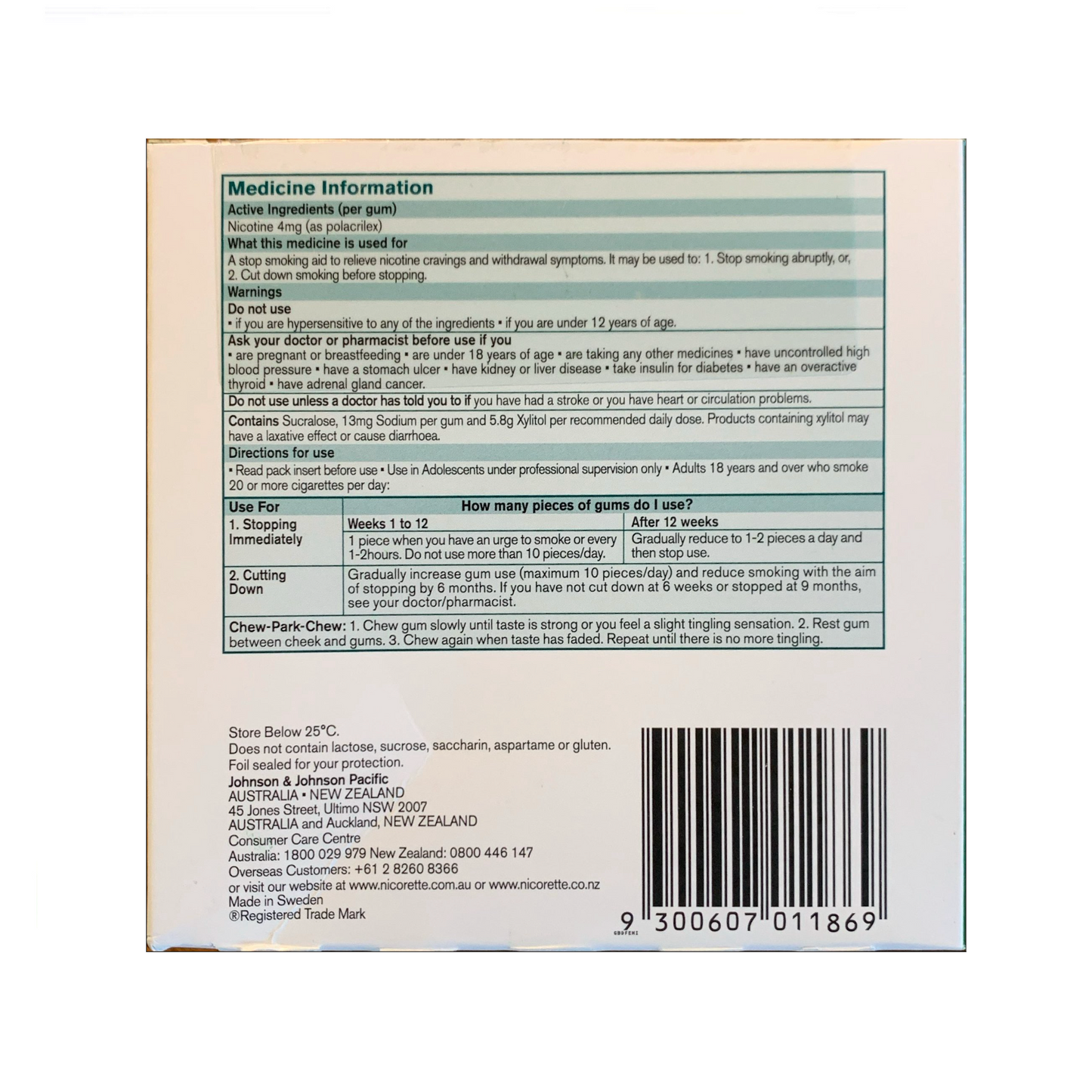 Nicorette Gum Coated 4mg Icy Mint 150 piece box