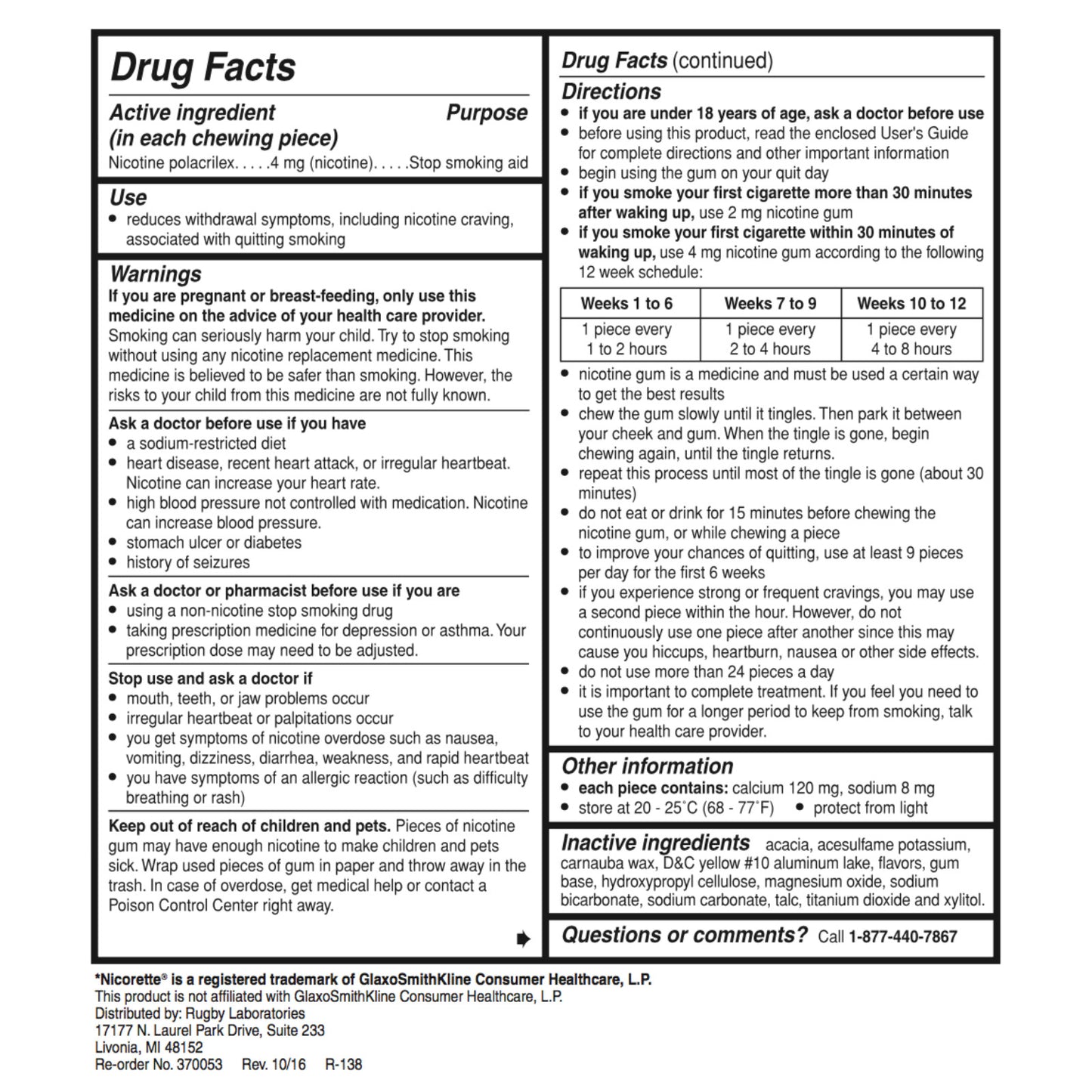 Rugby Gum Coated 4mg Mint 100 piece box