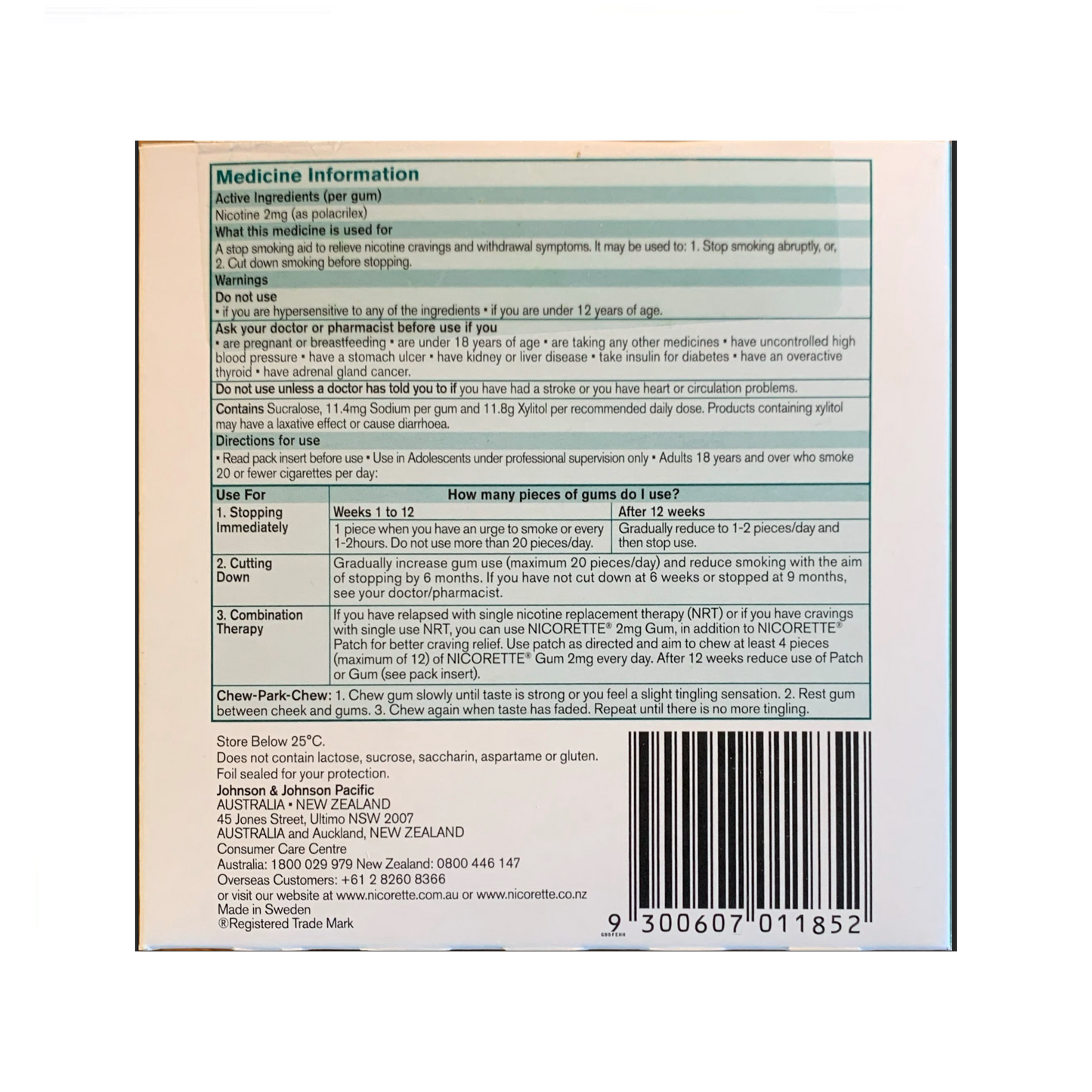 Nicorette Gum Coated 2mg Fresh Fruit 150 piece box