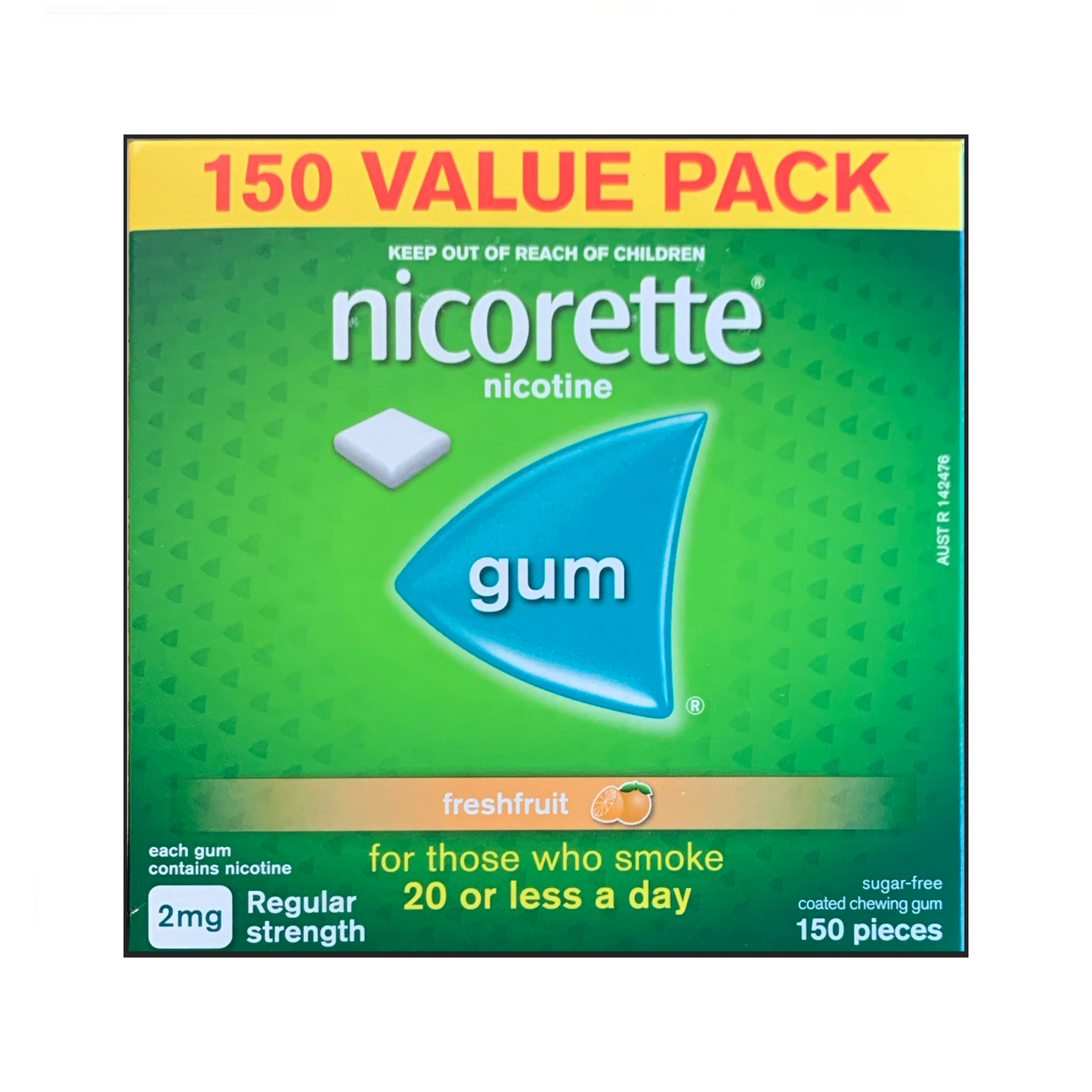 Nicorette Gum Coated 2mg Fresh Fruit 150 piece box
