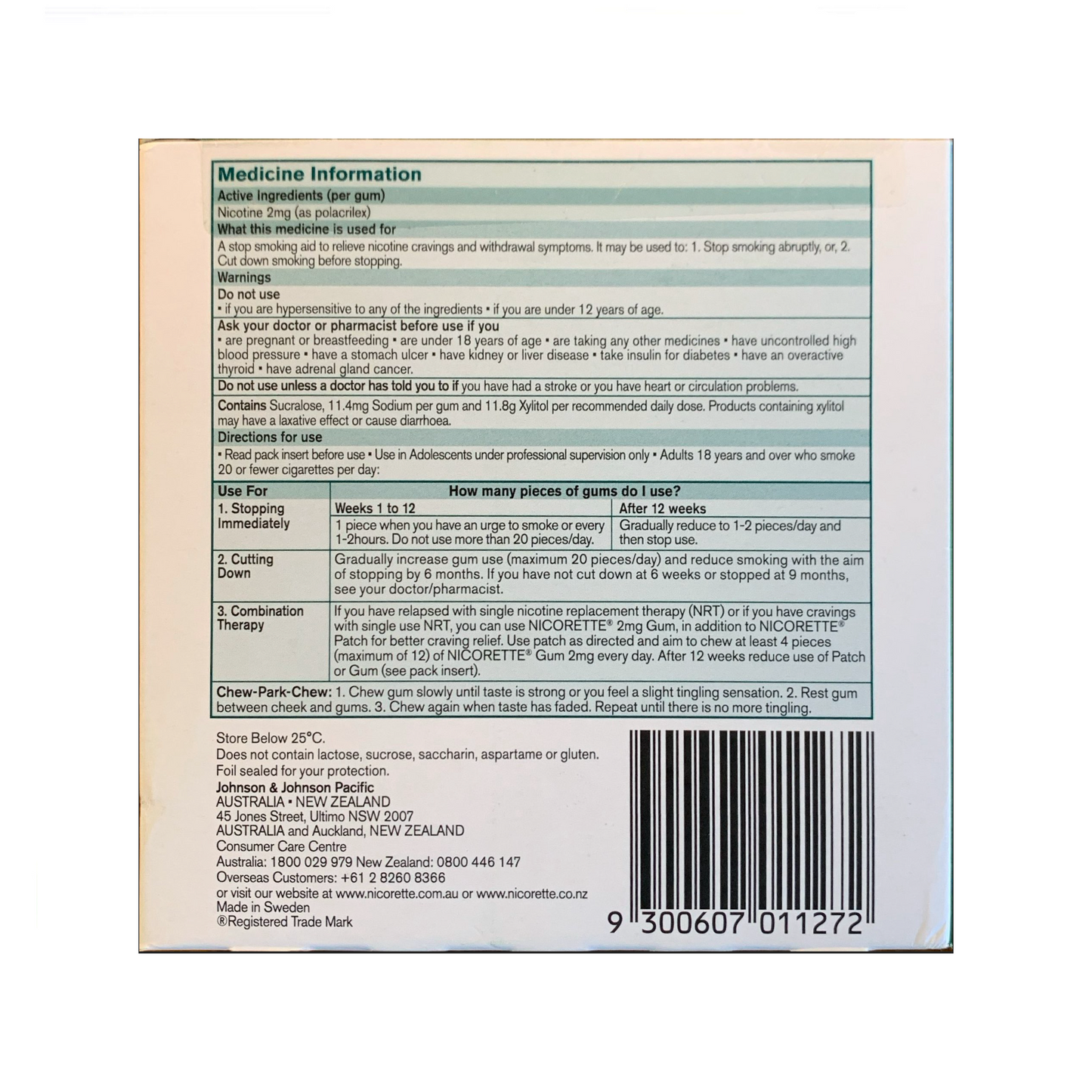 Nicorette Gum Coated 2mg Icy Mint 150 piece box