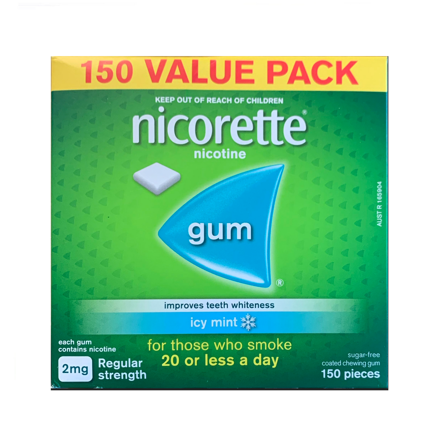 Nicorette Gum Coated 2mg Icy Mint 150 piece box