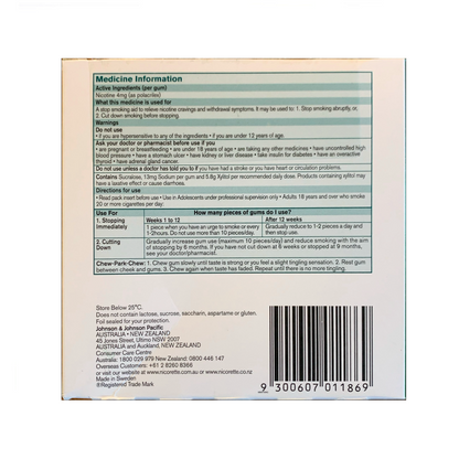 Nicorette Gum Coated 4mg Icy Mint 150 piece box