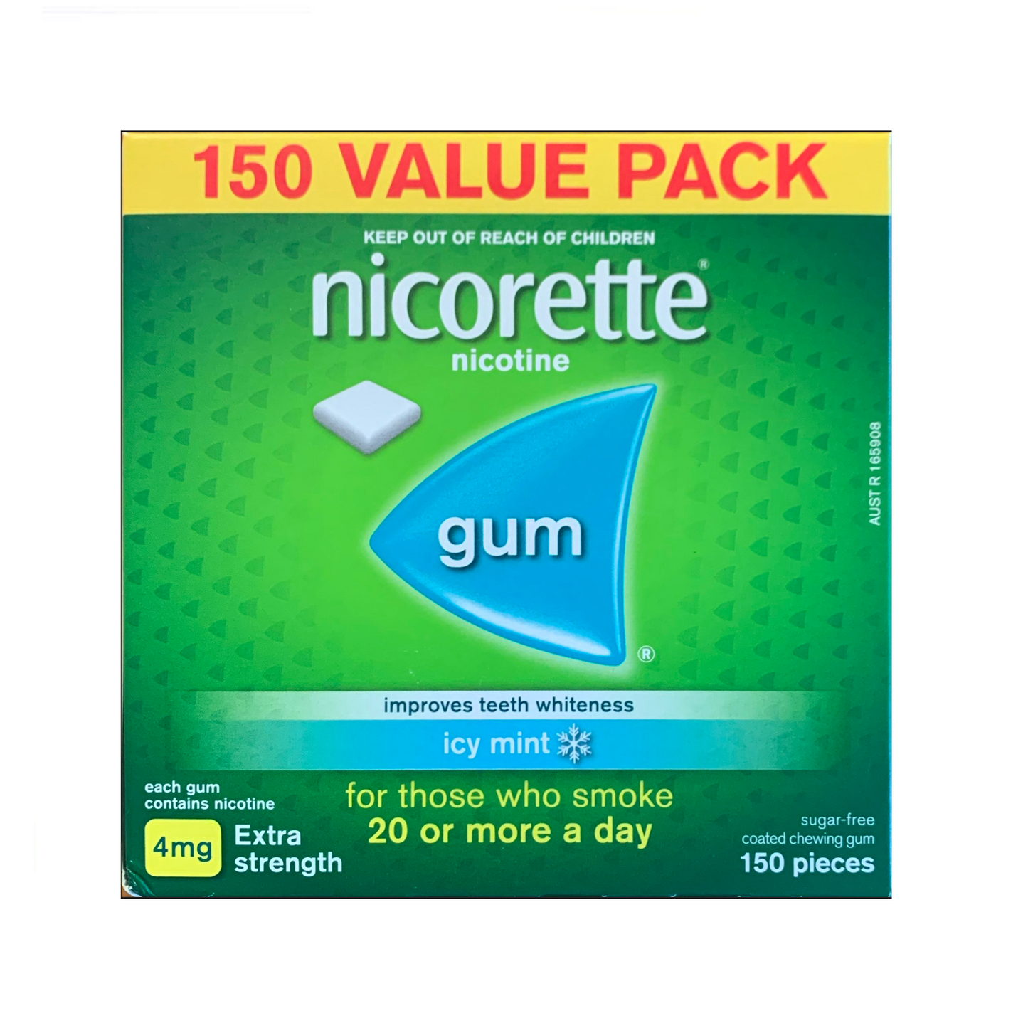 Nicorette Gum Coated 4mg Icy Mint 150 piece box