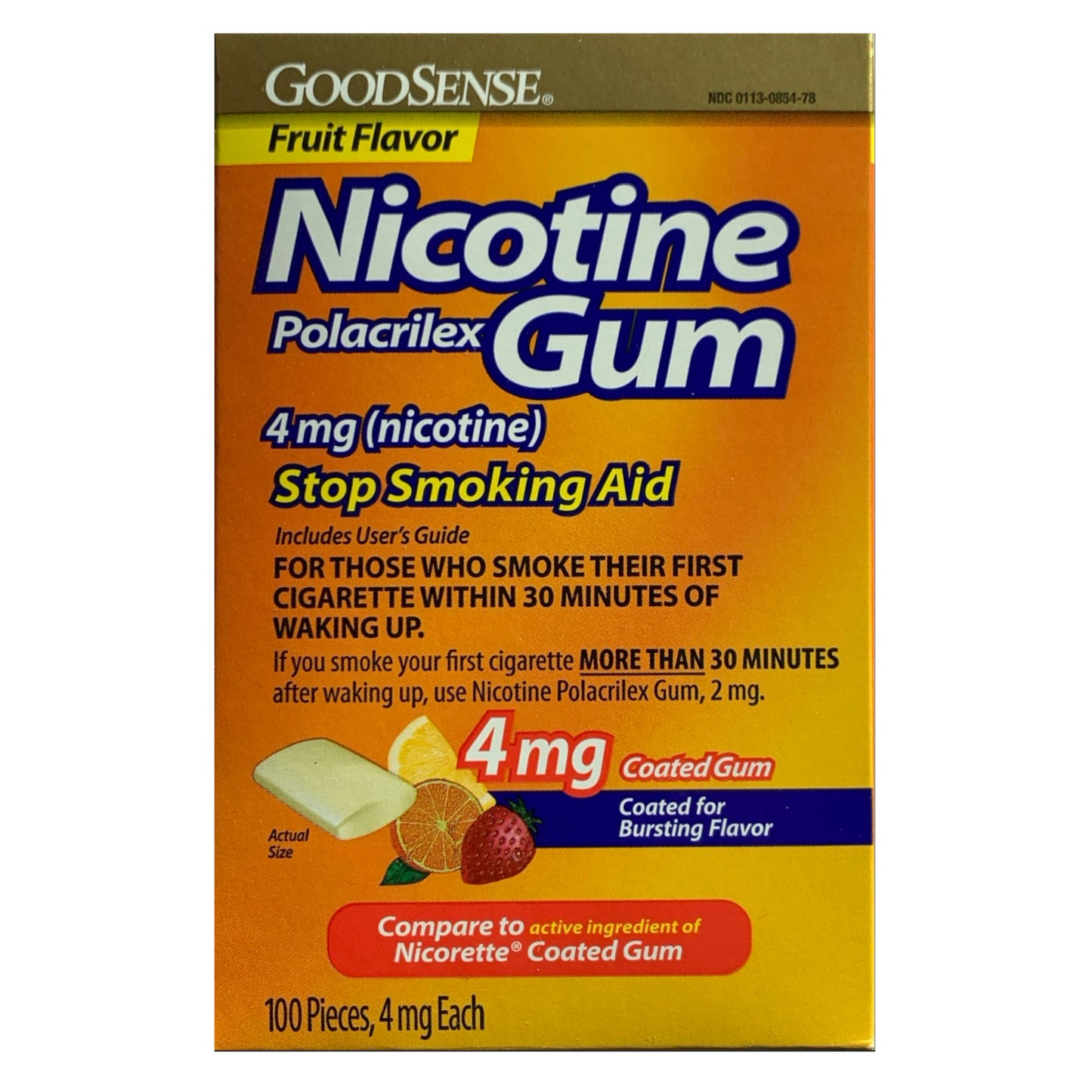 GoodSense Gum Coated 4mg Fruit 100 piece box