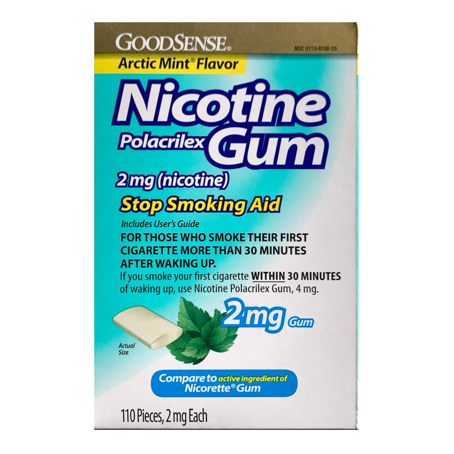 GoodSense Gum Uncoated 4mg Arctic Mint 110 pieces per box