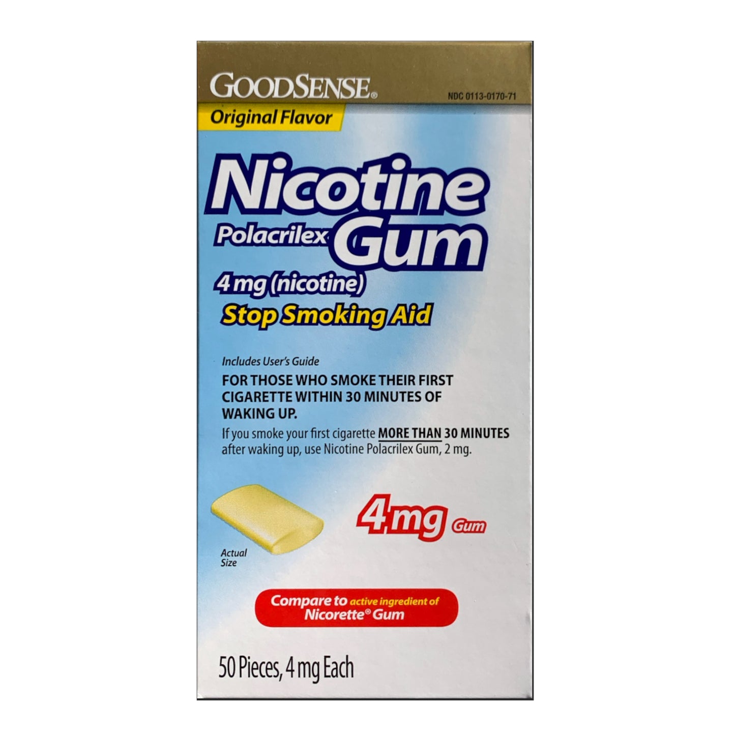 GoodSense Gum Uncoated 4mg Original 50 piece box