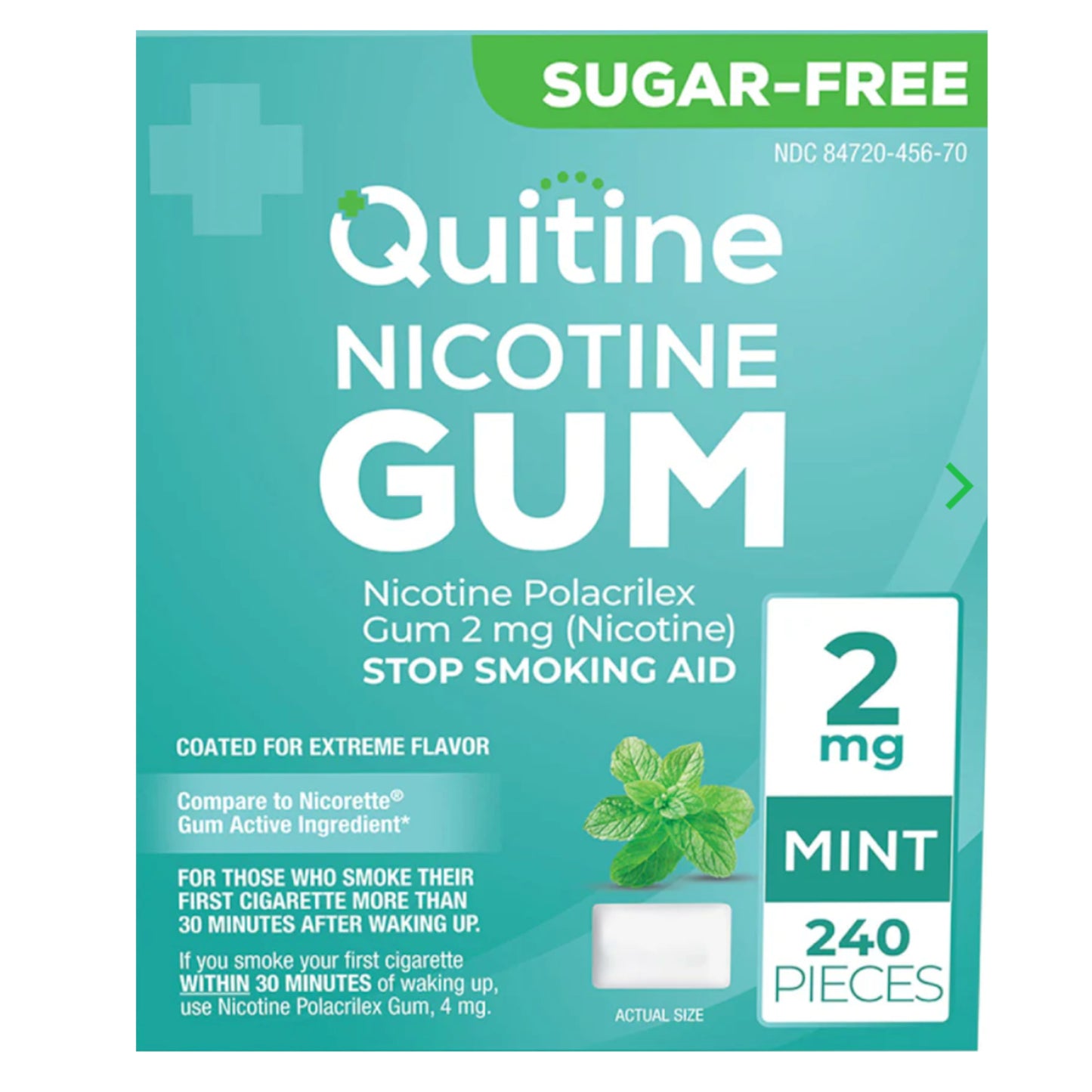 Quitine Gum Coated 2mg Mint 240 piece box