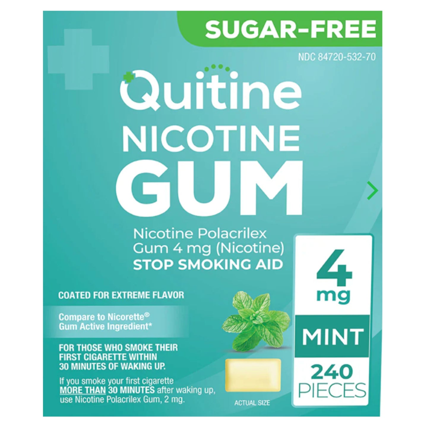 Quitine Gum Coated 4mg Mint 240 piece box