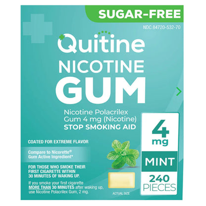 Quitine Gum Coated 4mg Mint 240 piece box