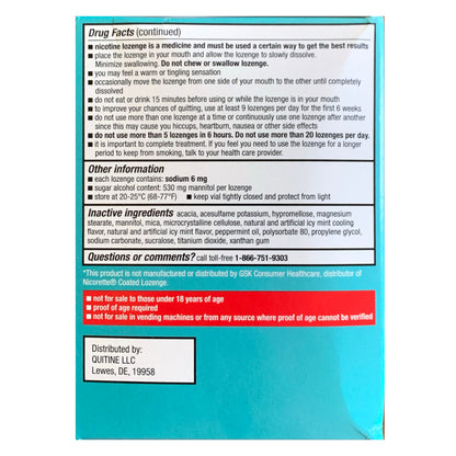 Quitine Mini Lozenge 4mg Coated Mint Freeze 120 piece box