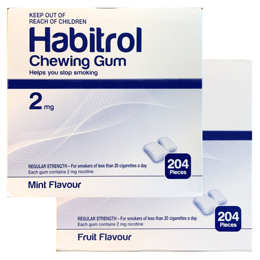 Habitrol Gum Coated 2mg Mint & Fruit Combo 204 piece boxes (2 box bundle)