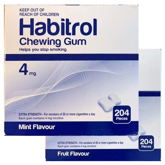 Habitrol Gum Coated 4mg Mint & Fruit Combo 204 piece boxes (2 box bundle)