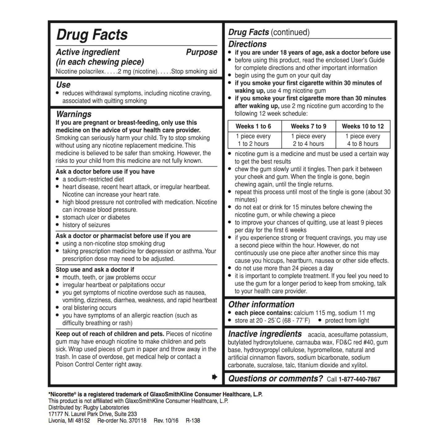 Rugby Gum Coated 2mg Cinnamon 100 piece box