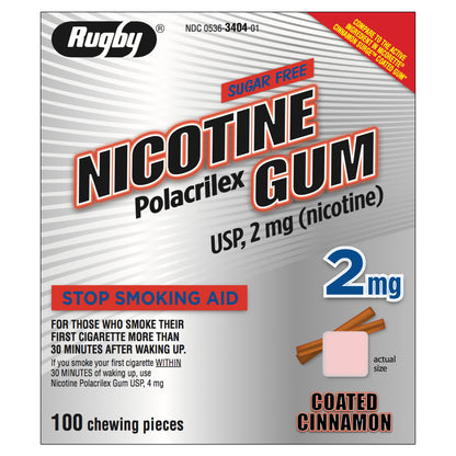 Rugby Gum Coated 2mg Cinnamon 100 piece box