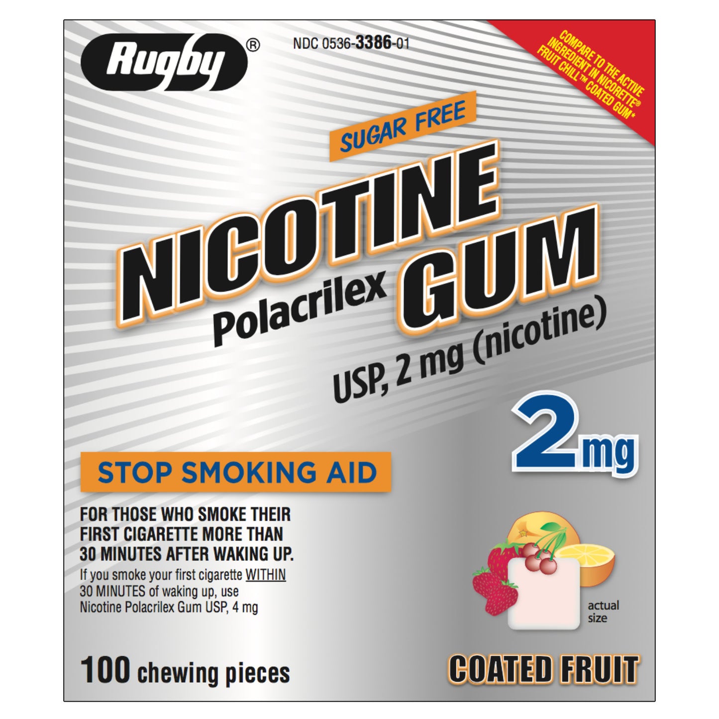 Rugby Gum Coated 2mg Fruit 100 piece box