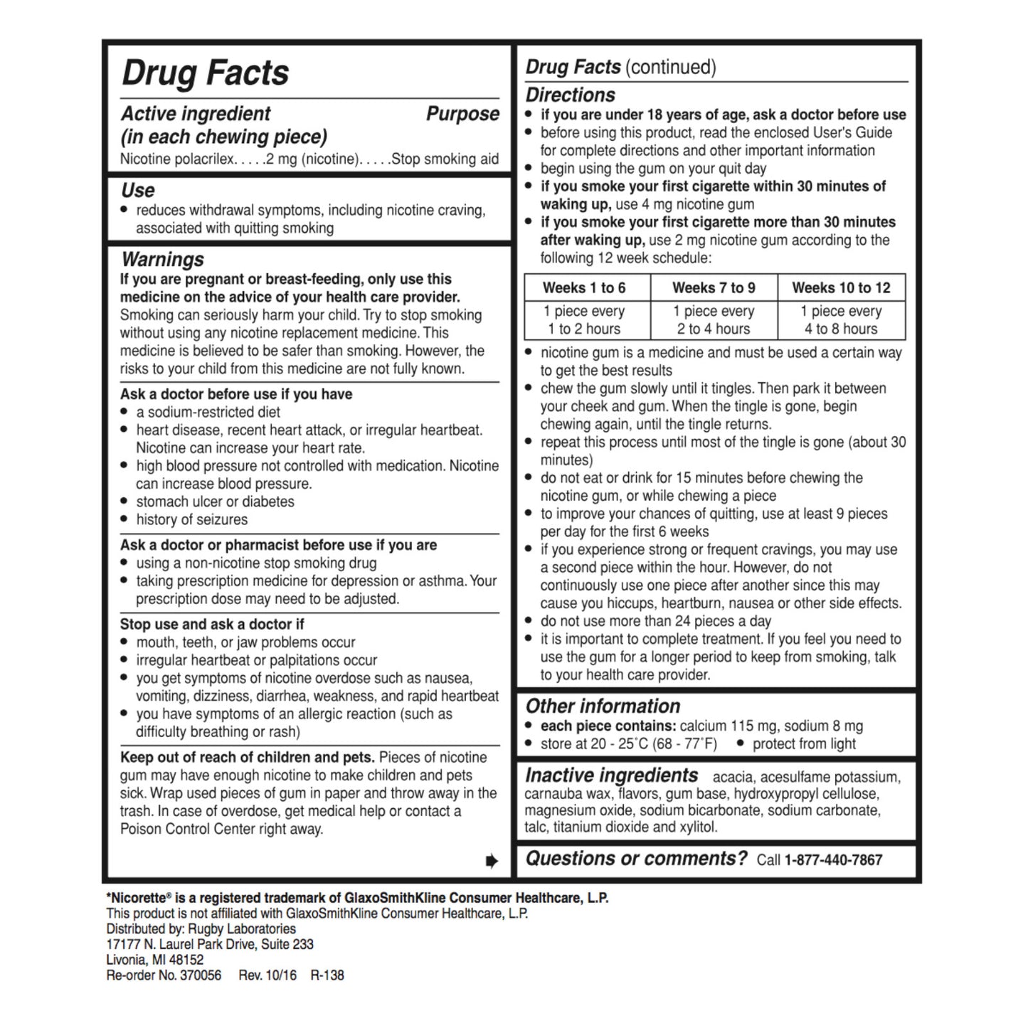 Rugby Gum Coated 2mg Mint 100 piece box