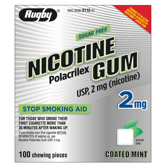 Rugby Gum Coated 2mg Mint 100 piece box