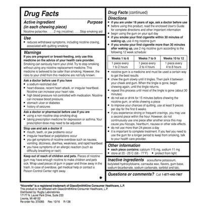 Rugby Gum Uncoated 2mg Original 110 piece box