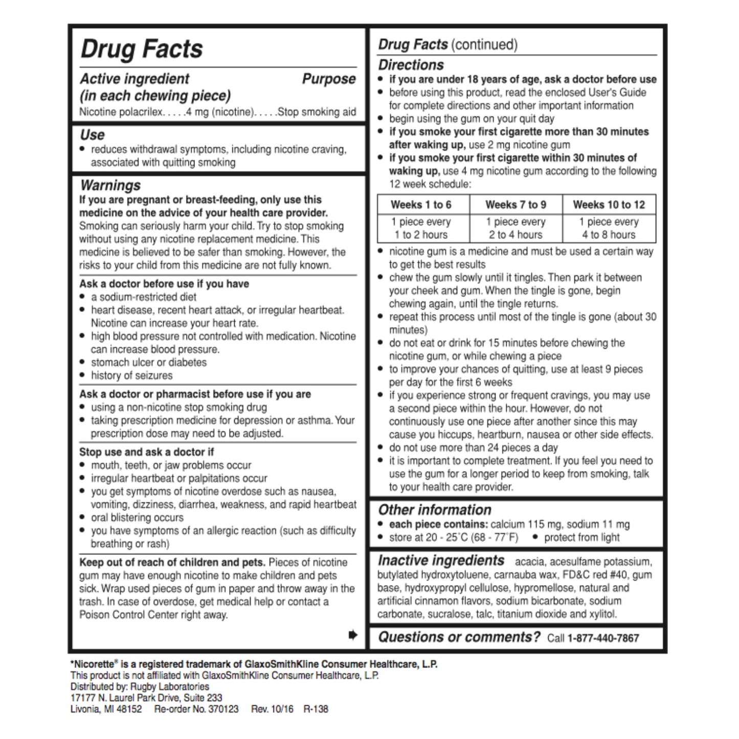 Rugby Gum Coated 4mg Cinnamon Gum 100 piece box