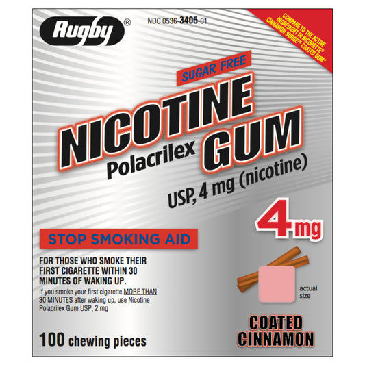 Rugby Gum Coated 4mg Cinnamon Gum 100 piece box
