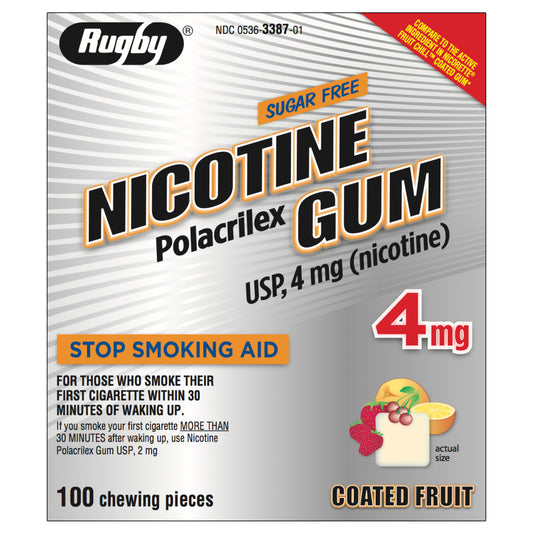Rugby Gum Coated 4mg Fruit 100 piece box