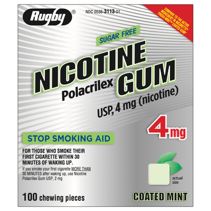 Rugby Gum Coated 4mg Mint 100 piece box