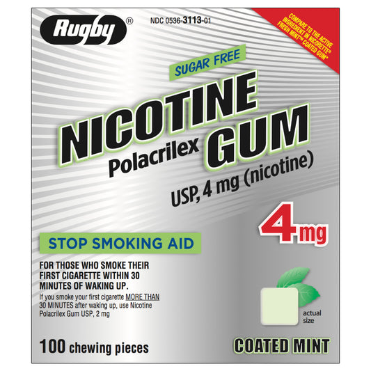Rugby Gum Coated 4mg Mint 100 piece box