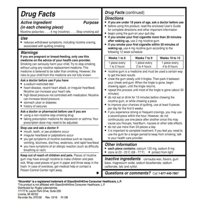 Rugby Gum Uncoated 4mg Mint 110 piece box