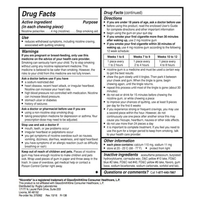 Rugby Gum Uncoated 4mg Original 110 piece box