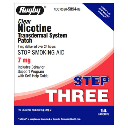 Rugby Patch Clear Step 3  (7mg) 14 patches per box