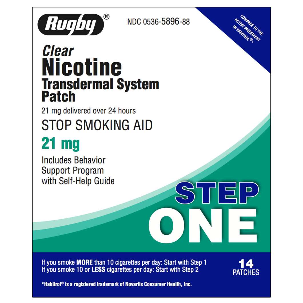 Rugby Step 1  (21mg) Clear Transdermal Patch, 14 patches