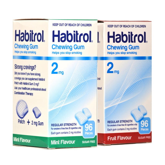 Habitrol Gum Coated 2mg Mint & Fruit Combo 96 piece boxes (2 box bundle)