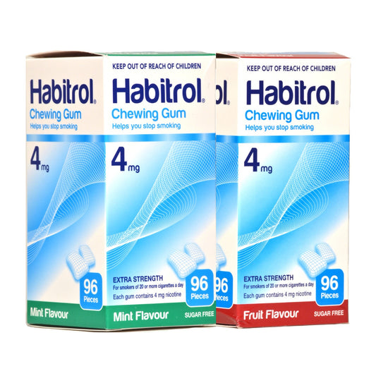 Habitrol Gum Coated 4mg Mint & Fruit Combo 96 piece boxes (2 box bundle)